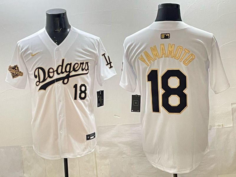 Men 2026 Nike Los Angeles Dodgers #18 Yamamoto White Game MLB Jersey 013